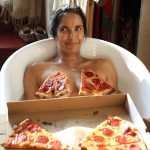 Padma Lakshmi Goes Topless for Pizza Party in Bathtub