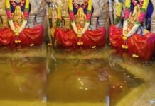 Floodwater reaches goddess idol in balkampet yellamma temple