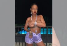 Rihanna goes topless wearing lord ganesha pendant locket