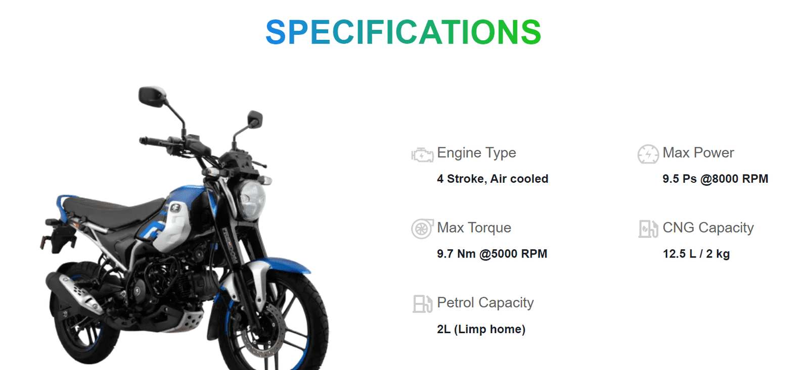 Bajaj Freedom 125 CNG Specifications